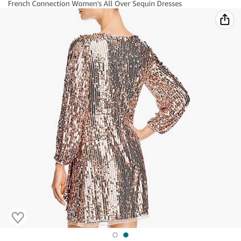 New Rose Gold French Connection Sequin Cocktail Dress - Picture 5 of 6